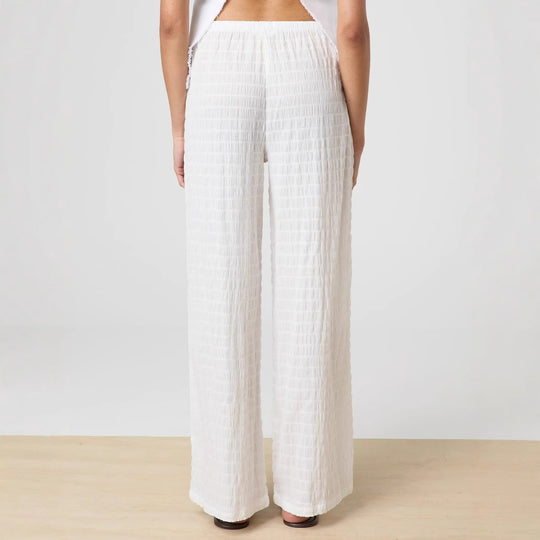 Damen Leichte Palazzo-Loungehose aus Crinkle-Gauze mit hoher Komfort-Taille EB