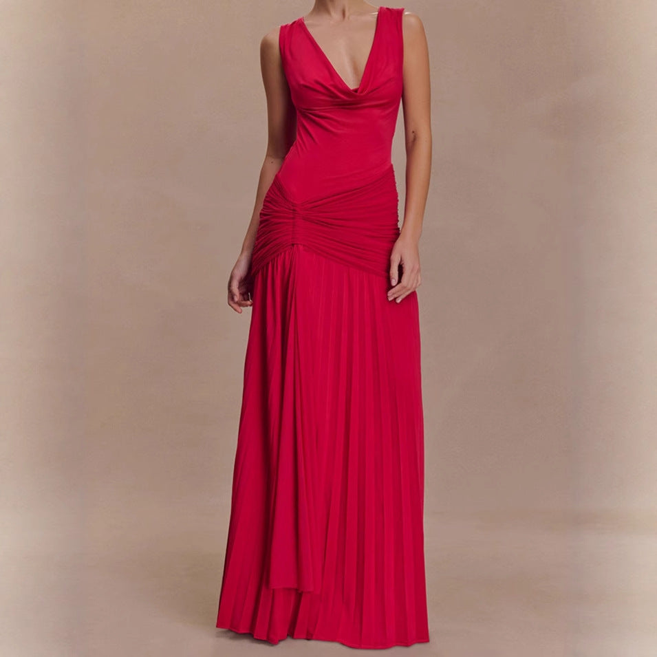 Damen Elegantes Maxikleid mit raffinierten Drapierungen und figurbetontem Schnitt EB