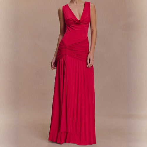 Damen Elegantes Maxikleid mit raffinierten Drapierungen und figurbetontem Schnitt EB