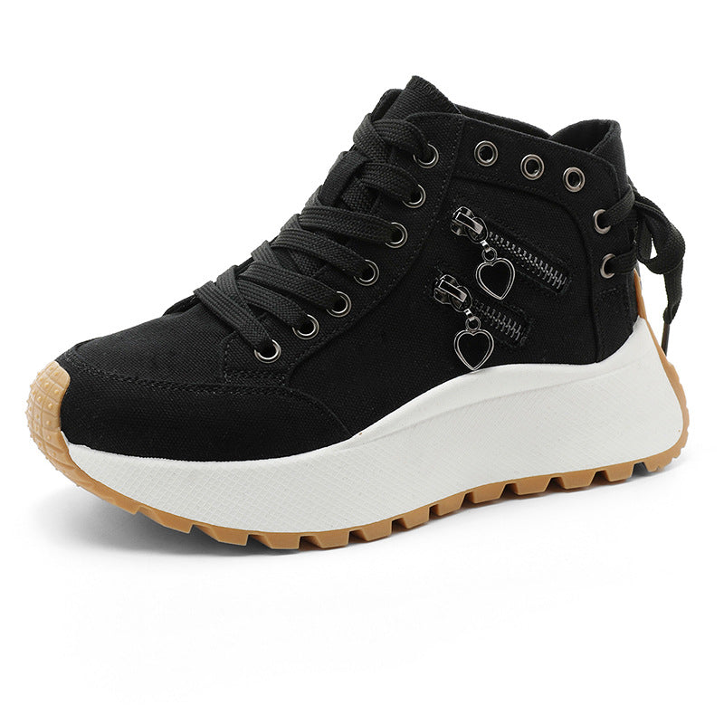 Damen sportive High-Top Sneakers mit modischem Reißverschluss und rutschfester Sohle EB