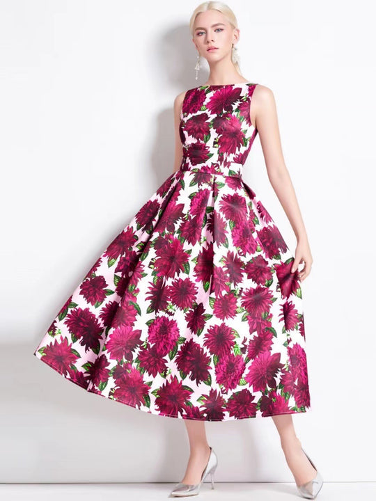 Damen Maxikleid mit floralen Applikationen und tailliertem Schnitt EB