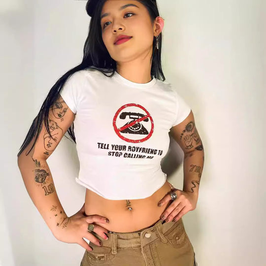 Damen Crop-T-Shirt mit Ihrem kreativen Spruch EB