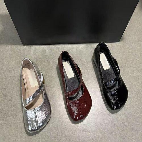 Damen elegante Ballerina-Pumps mit modischem Riemchen und dekorativer Schnalle EB