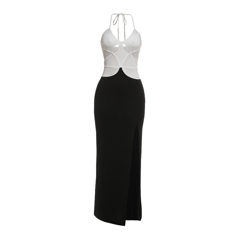 Damen Elegantes Maxikleid mit tiefem V-Ausschnitt und raffinierten Cut-Out-Details EB