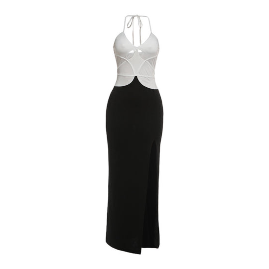 Damen Elegantes Maxikleid mit tiefem V-Ausschnitt und raffinierten Cut-Out-Details EB