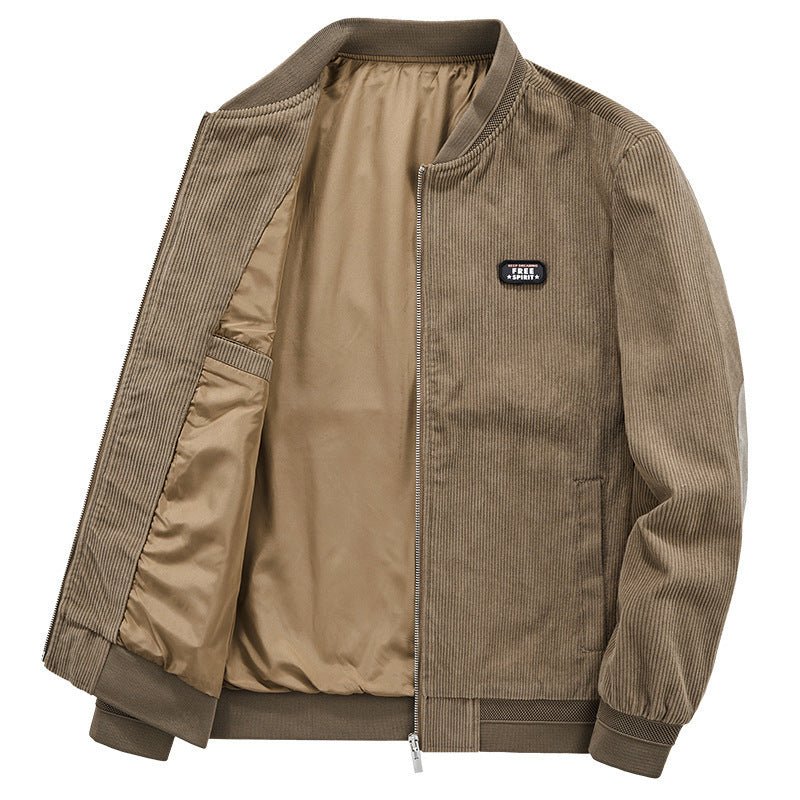 Herren Leichter Cordblouson mit wattiertem Innenfutter, Rippbündchen und Logo-Patch EB