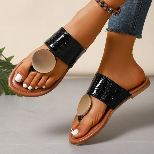 Damen elegante Riemensandalen mit modernem Kroko-Lederlook und glänzenden Akzenten EB