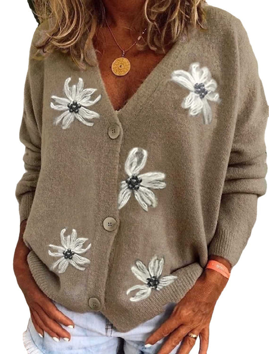 Damen Verspielter Cardigan mit floralem Muster EB