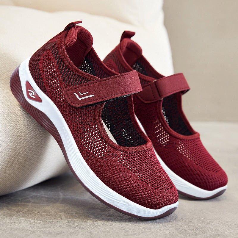 Damen Sportliche Sneakers mit Klettverschluss und atmungsaktiver Netzstruktur EB
