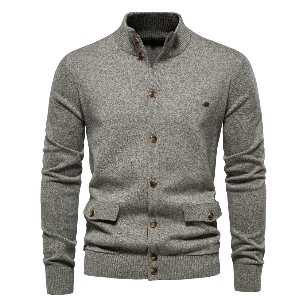 Herren Strickjacke mit modernem Stehkragen und praktischen Knöpfen EB