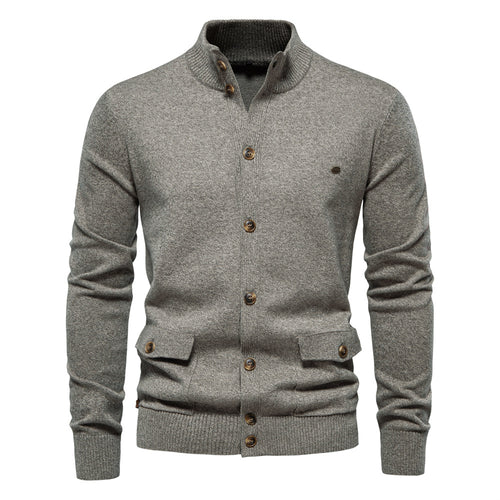 Herren Strickjacke mit modernem Stehkragen und praktischen Knöpfen EB