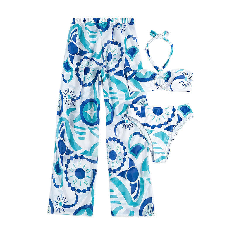 Damen Bikini-Set mit Bandeau-Oberteil und weitem Beinausschnitt EB
