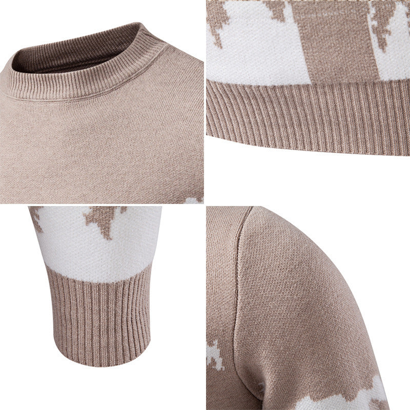 Herren Strickpullover mit Bergmotiv und hohem Kragen EB