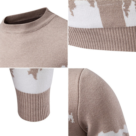 Herren Strickpullover mit Bergmotiv und hohem Kragen EB