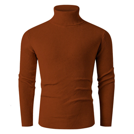 Herren eleganter Rollkragenpullover aus strukturiertem Strickmaterial EB