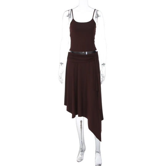 Damen Lässiges Sommerkleid mit asymmetrischem Saum und verstellbaren Trägern EB