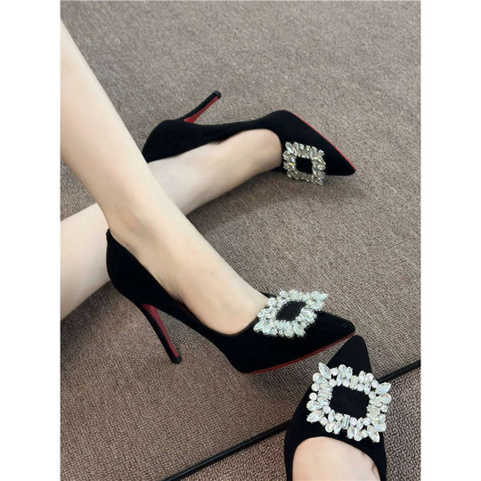 Damen elegante High Heel Pumps mit funkelndem Strassdetails EB
