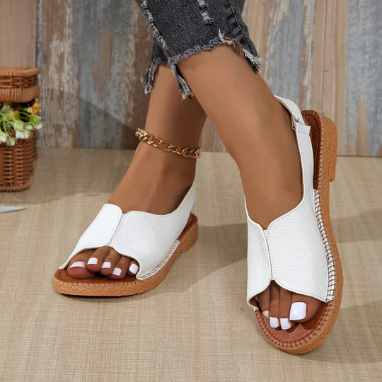 Damen Komfortable Sandalen im offenen Design mit geflochtenem Absatz EB
