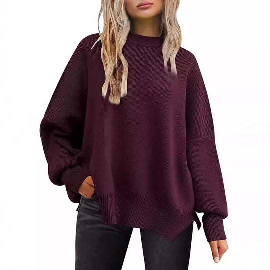 Damen Oversized Strickpullover mit breiten Ärmeln und strukturierter Oberfläche EB