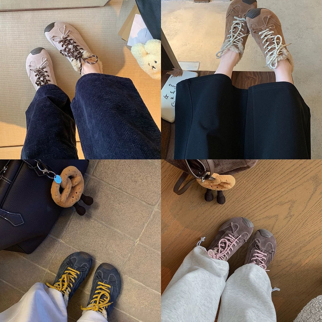 Damen Komfortable Sneaker mit flauschigem Innenfutter und modischem Design EB