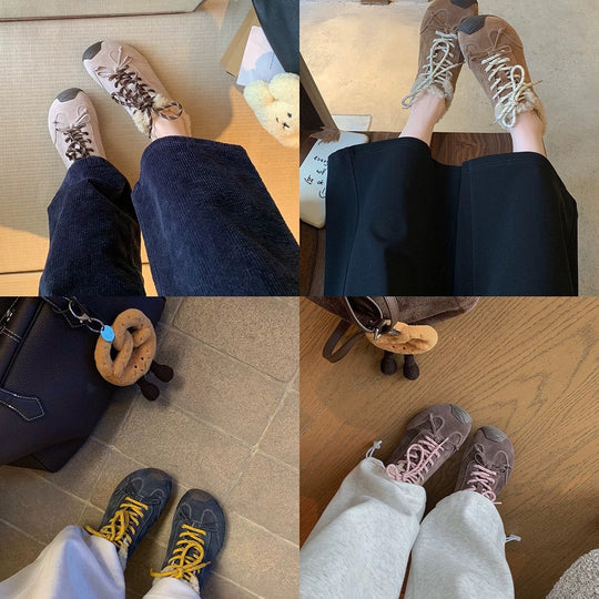 Damen Komfortable Sneaker mit flauschigem Innenfutter und modischem Design EB
