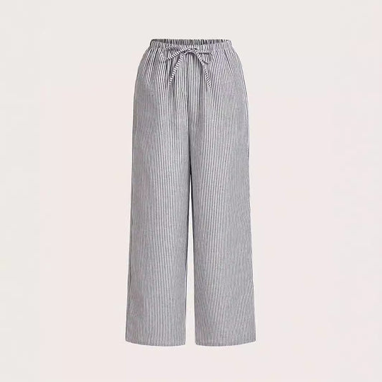 Damen Weite Sommerhose mit komfortablem Gummibund und Streifenmuster EB
