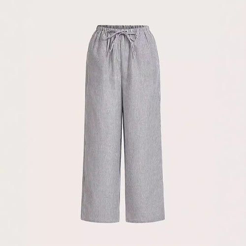 Damen Weite Sommerhose mit komfortablem Gummibund und Streifenmuster EB