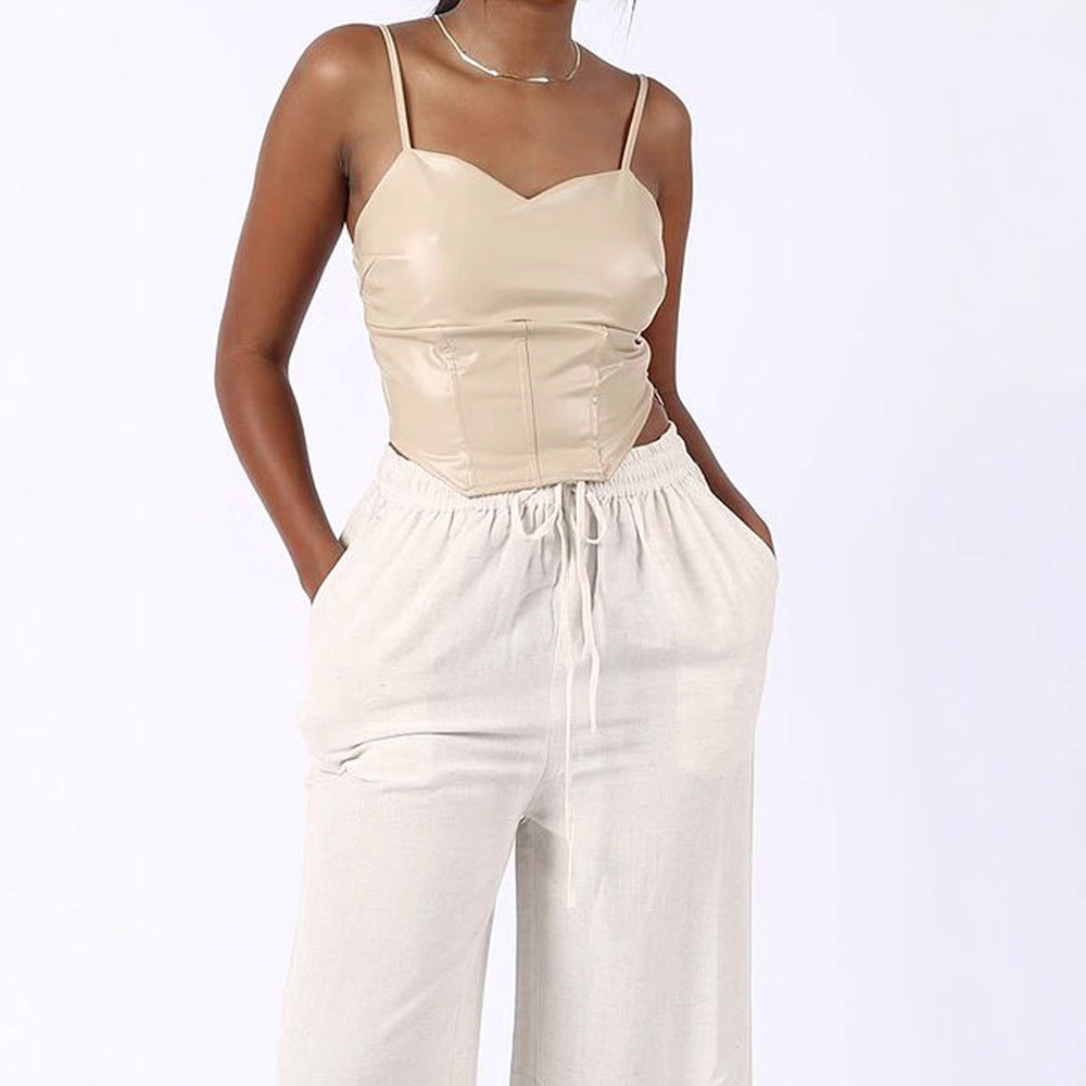 Damen Cropped Top mit elegantem V-Ausschnitt und figurbetonter Passform EB