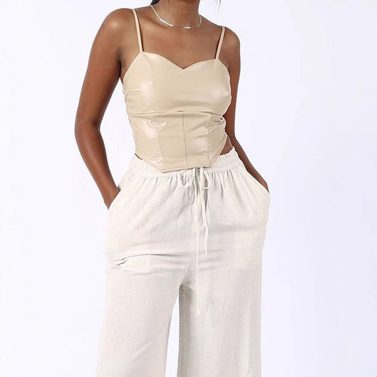 Damen Cropped Top mit elegantem V-Ausschnitt und figurbetonter Passform EB