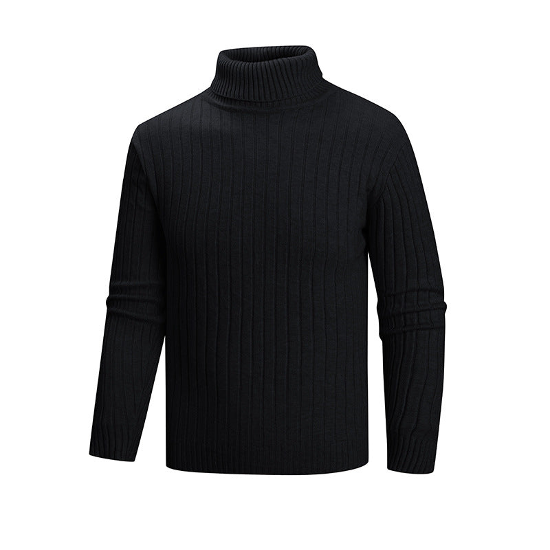 Herren eleganter Pullover mit hohem Kragen und feiner Rippenstruktur EB