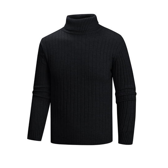 Herren eleganter Pullover mit hohem Kragen und feiner Rippenstruktur EB