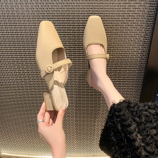 Damen elegante Mules mit schickem Riemendesign EB