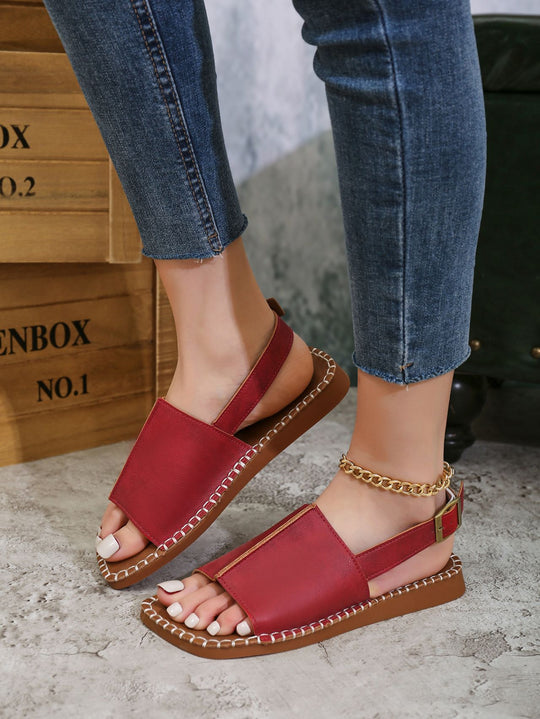 Damen Modische Riemensandalen mit eleganter Schnallenverzierung und gepolsterter Fußbettung EB