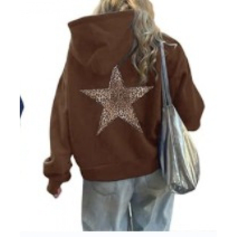 Damen Kapuzenpullover mit glitzerndem Sternmotiv EB