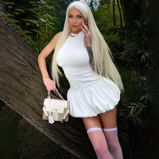 Damen Verspieltes Minikleid mit raffiniertem Taillenbund und stylischem Schnitt EB
