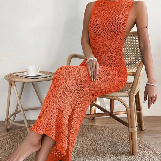Damen langes Häkelkleid EB