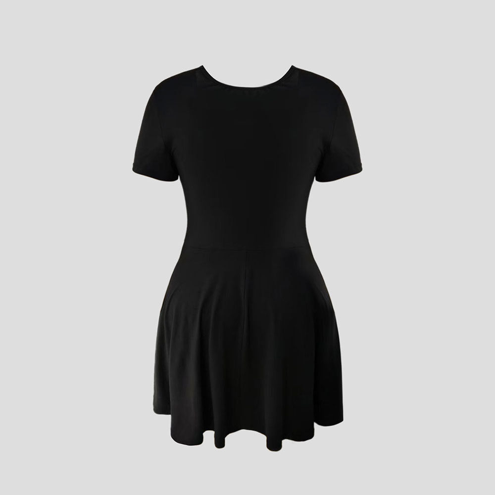 Damen Cocktailkleid mit tiefem V-Ausschnitt und Schleifendetail EB