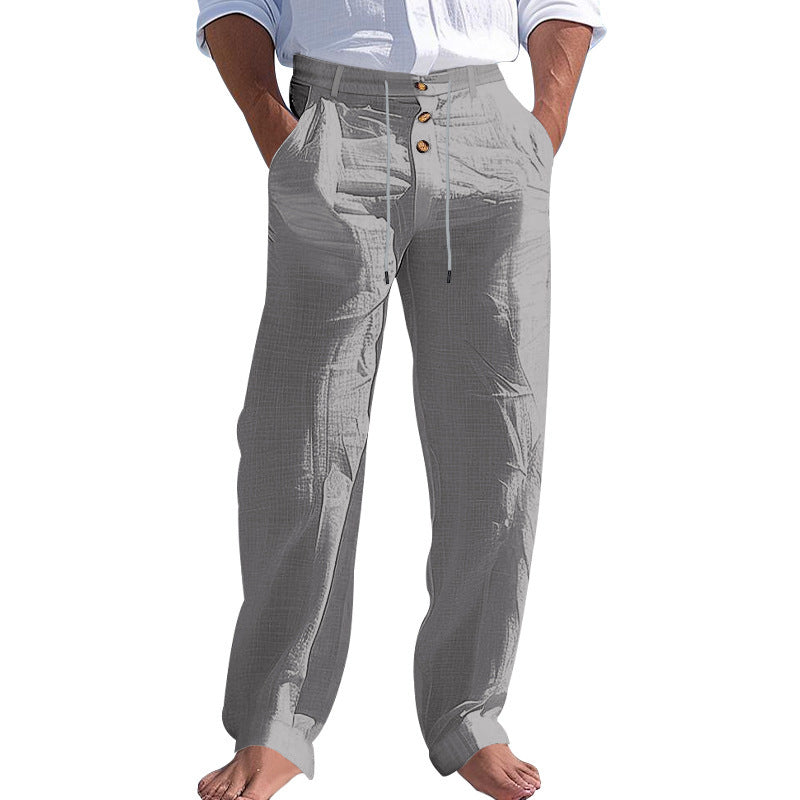 Herren elegante Stoffhose mit verstellbarem Kordelzug und praktischen Taschen EB