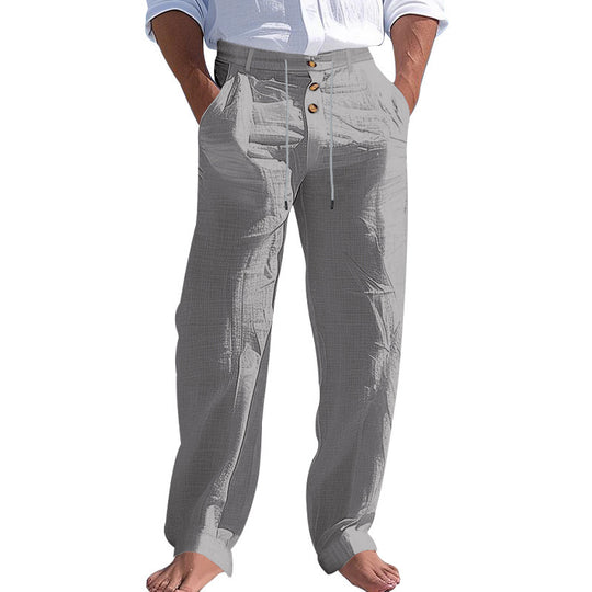 Herren elegante Stoffhose mit verstellbarem Kordelzug und praktischen Taschen EB