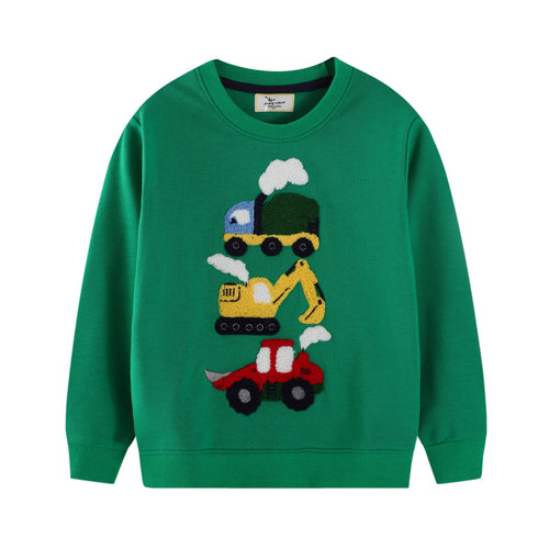 Jungen Sweatshirt mit buntem Bagger- und Lkw-Motiv EB