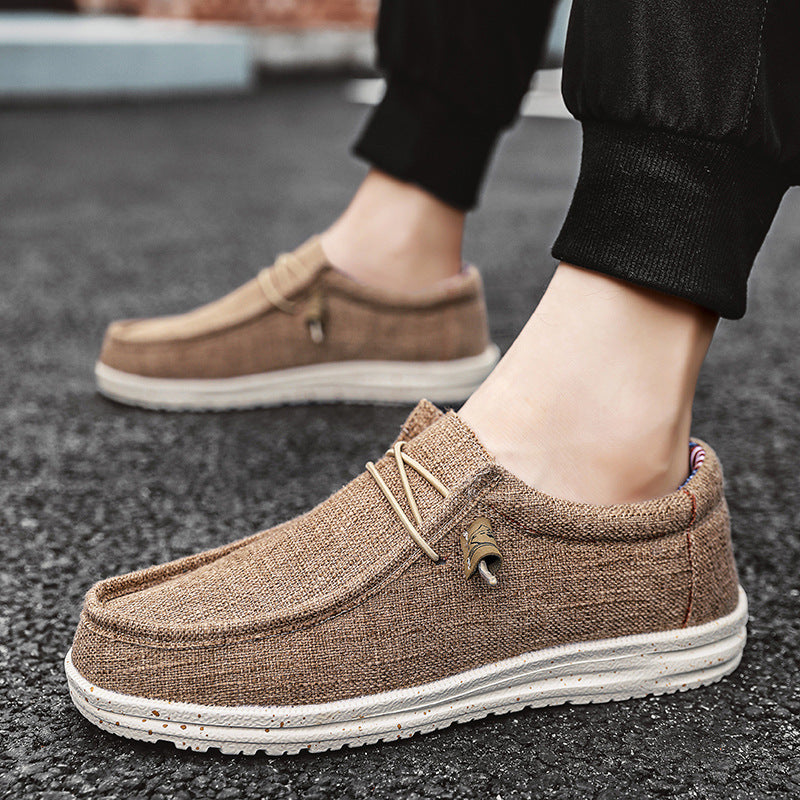 Unisex nan melierter Strick-Mokassin-Slipper mit elastischem Kordelzug und gedämpfter EVA-Laufsohle EB
