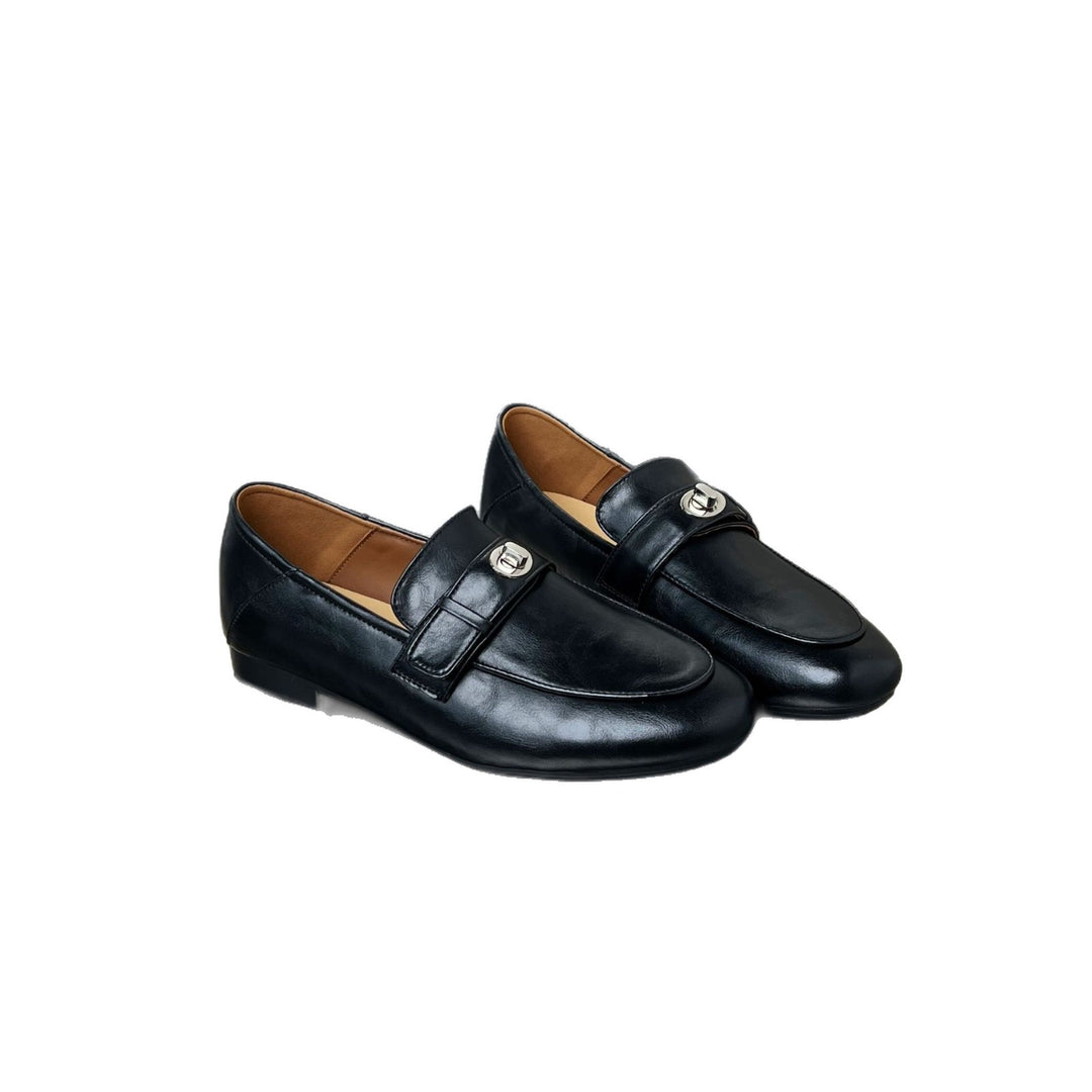 Damen Elegante Mokassins mit komfortablem Kunstleder und dekorativem Schnallenverschluss EB
