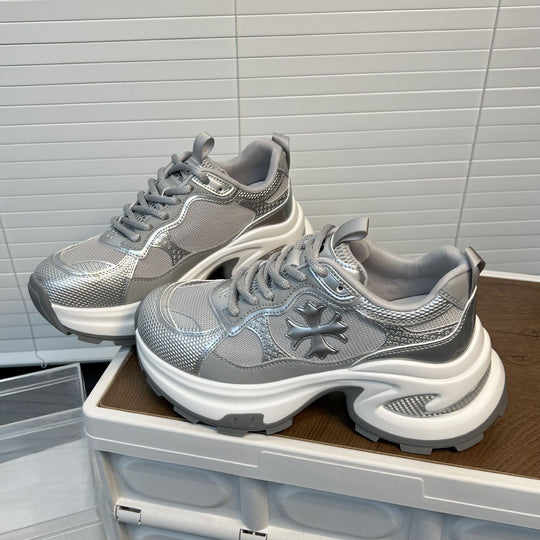 Damen Chunky Sneakers mit atmungsaktiver Mesh-Oberfläche und stabiler Sohle EB