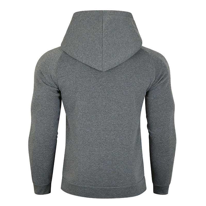 Herren Kapuzenpullover mit asymmetrischem Reißverschluss und hohem Kragen EB