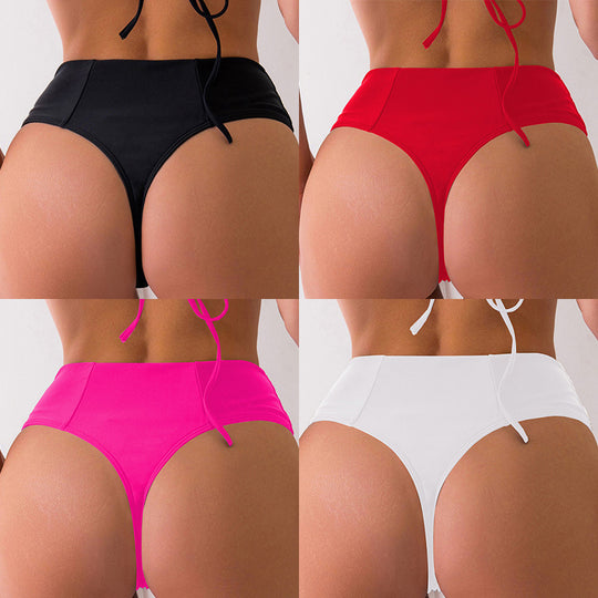 Damen Hoch geschnittene Bikini-Hose mit figurformendem Schnitt und seitlichen Bindebändern EB