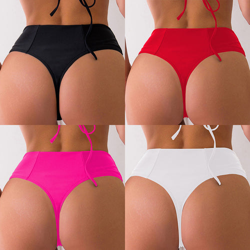 Damen Hoch geschnittene Bikini-Hose mit figurformendem Schnitt und seitlichen Bindebändern EB