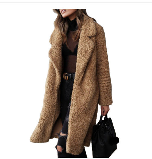 Damen Kuscheliger Teddy-Mantel mit großzügigem Schnitt und zwei praktischen Taschen EB