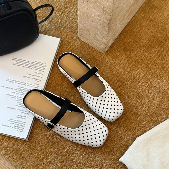 Damen Komfortable Clogs mit modischem Polka-Dots-Muster und verstellbarem Riemen EB