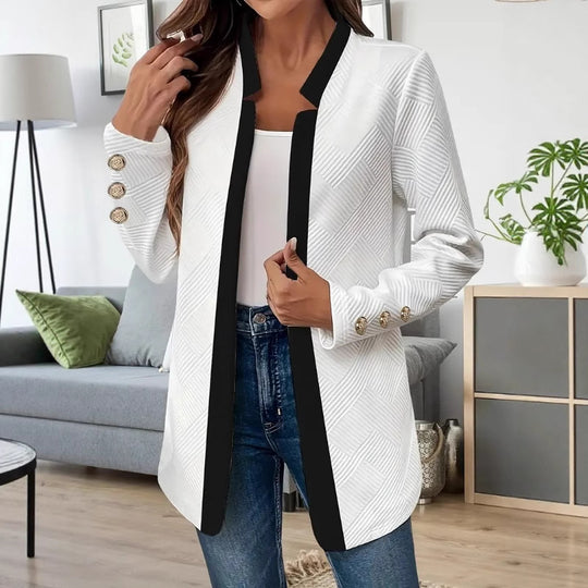 Damen Elegante und schicke Blazerjacke mit Kontrastdetails EB
