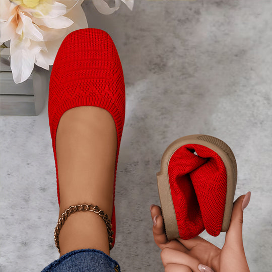 Damen Strick-Ballerinas mit elastischem Einstieg EB